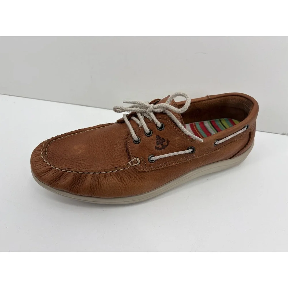 SAS Decksider Boat Shoes Men's Brown Leather Casual Comfort Tripad, USA, 12M